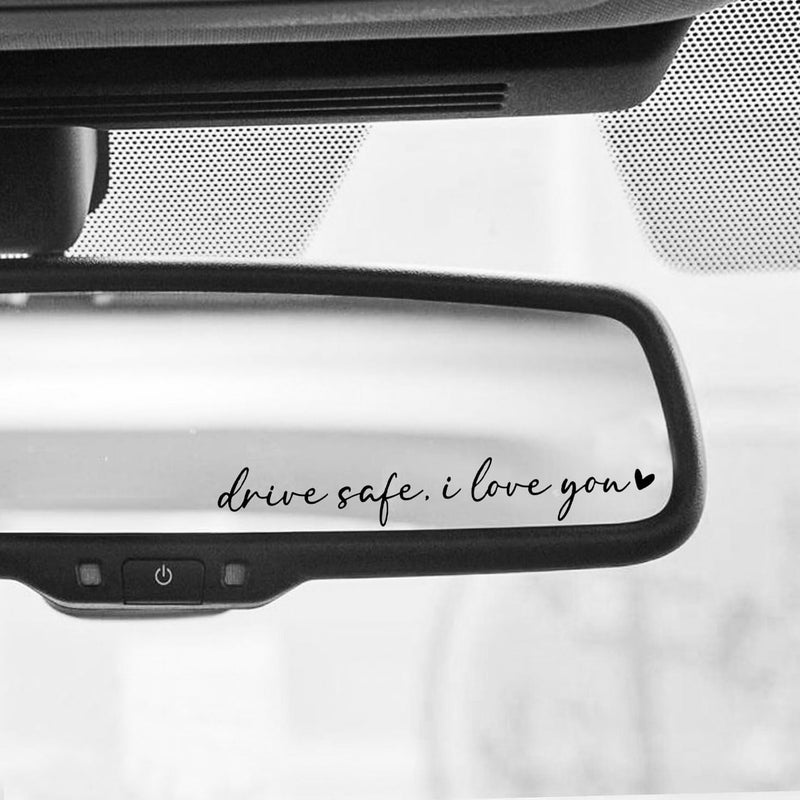 WCDHOR 2 x I Love You Drive Safe Mirror Decal, Rearview Mirror Car Decals for Women, Gift for Her, Car Decal, Gift for Him, Set of 2 - Image 2